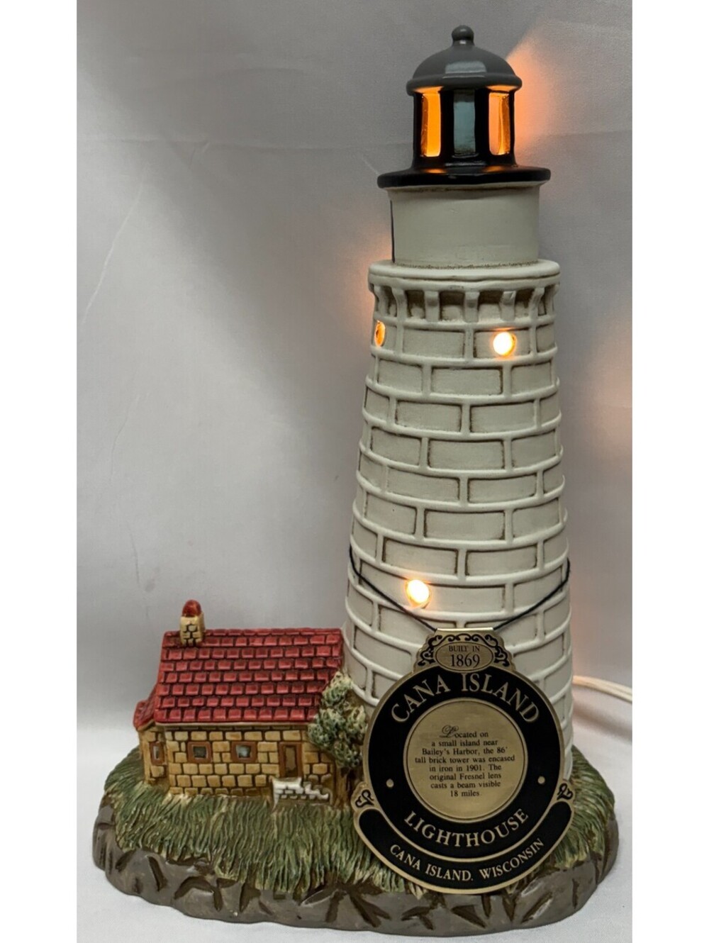 Vintage 1993 Geo. Z. Lefton Cana Island Lighthouse Accent Lamp 01117